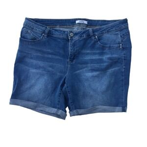 Royalty For Me Womens Blue Denim Cuffed Bermuda Shorts Plus Size 18W Stretch‎